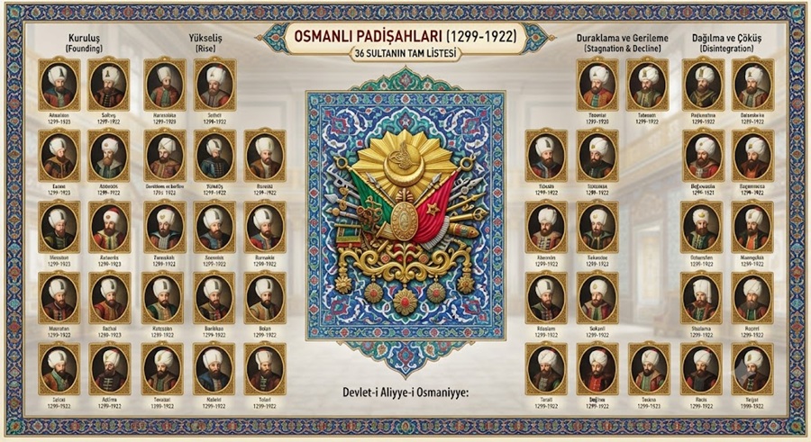 Osmanlı Padişahları Sıralı Listesi